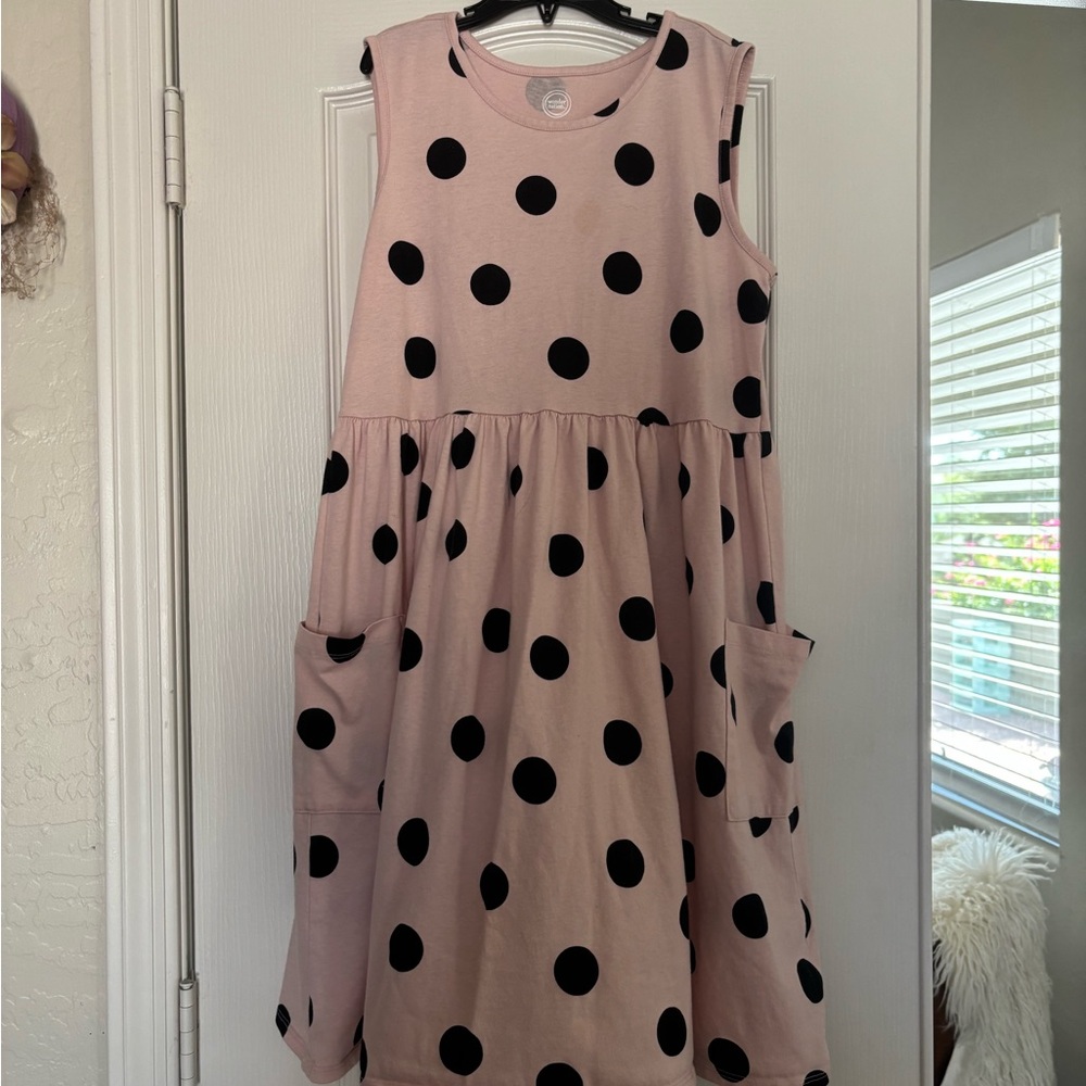 Wonder Nation Pink Dress with Black Polka Dots